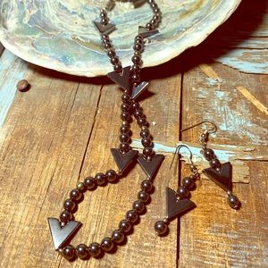 Handcrafted Hematite Necklace and Earrings Set